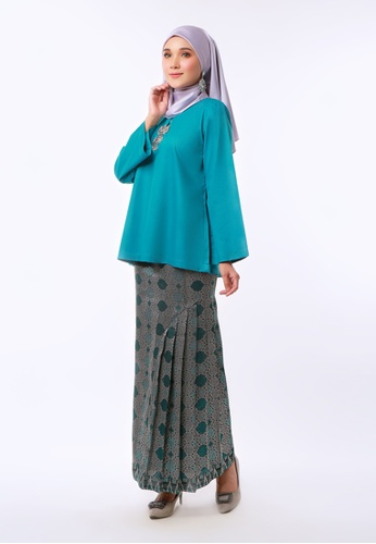 Buy Inhanna Bunga Kurung Kedah Songket Turquoise 2021 Online Zalora Singapore