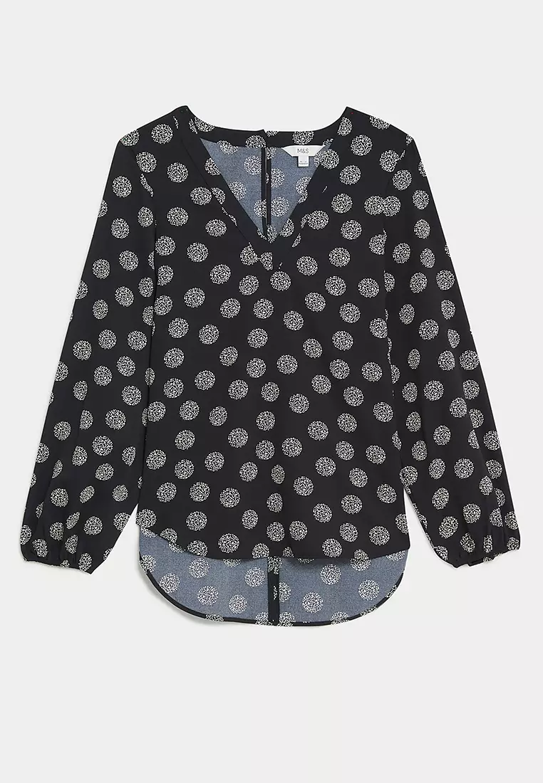 Printed V-Neck Blouse