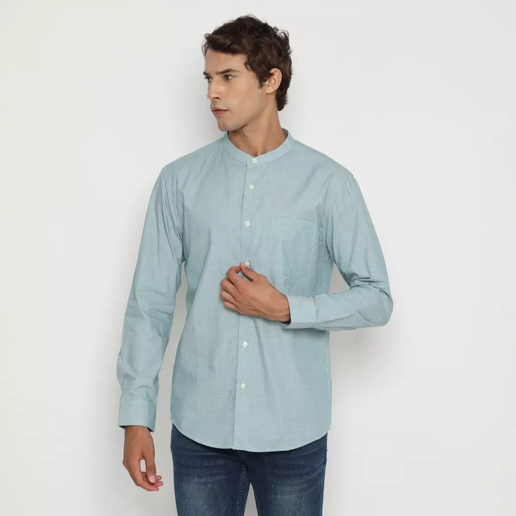 Platini Kemeja Koko Pria Lengan Panjang Katun Hijau 961274