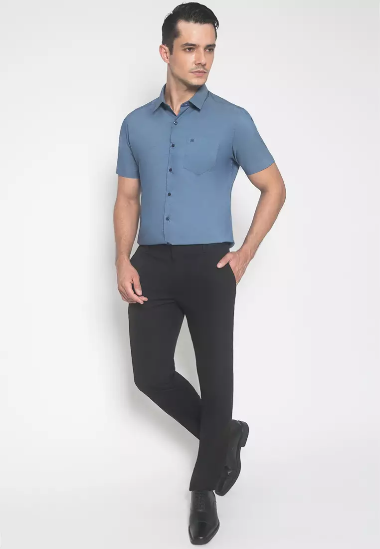 Johnwin - Kemeja Formal - Kemeja Lengan Pendek - Kemeja Pria - Biru - FSH.650.K392.862.C S/S