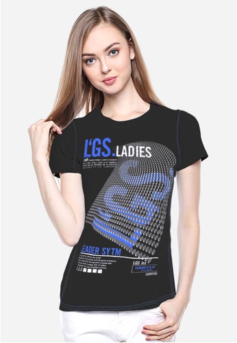 LGS - Slim Fit - Kaos Wanita - Hitam - Sablon Bubble.