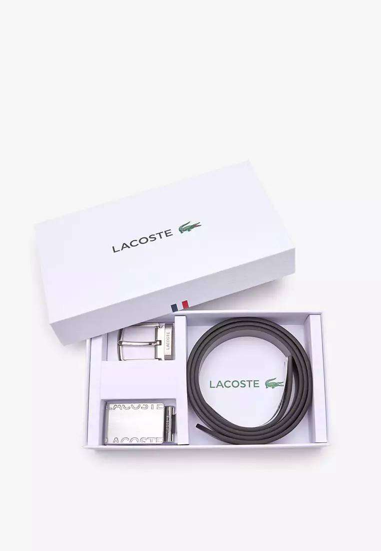 Men's Lacoste Pin And Flat Buckle Belt Gift Set