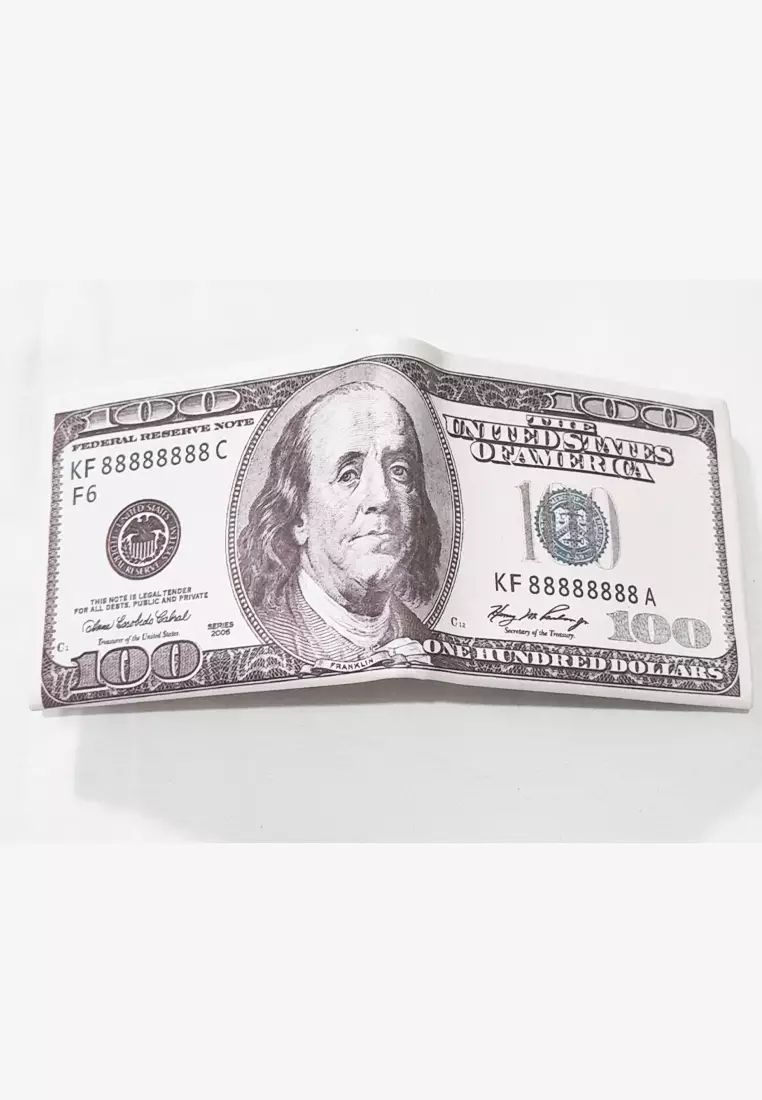 Dompet Kulit Vegan Wallet Currency Dollar Klasik Grey