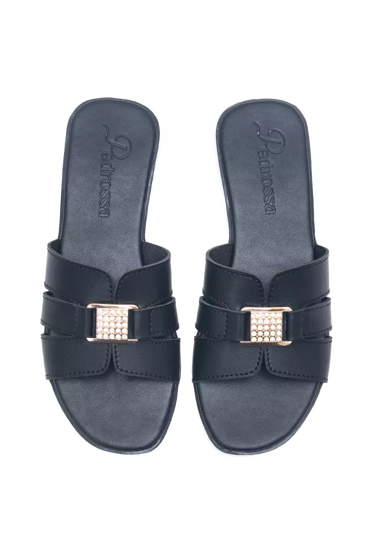 Edelyn Flat Sandals in Black