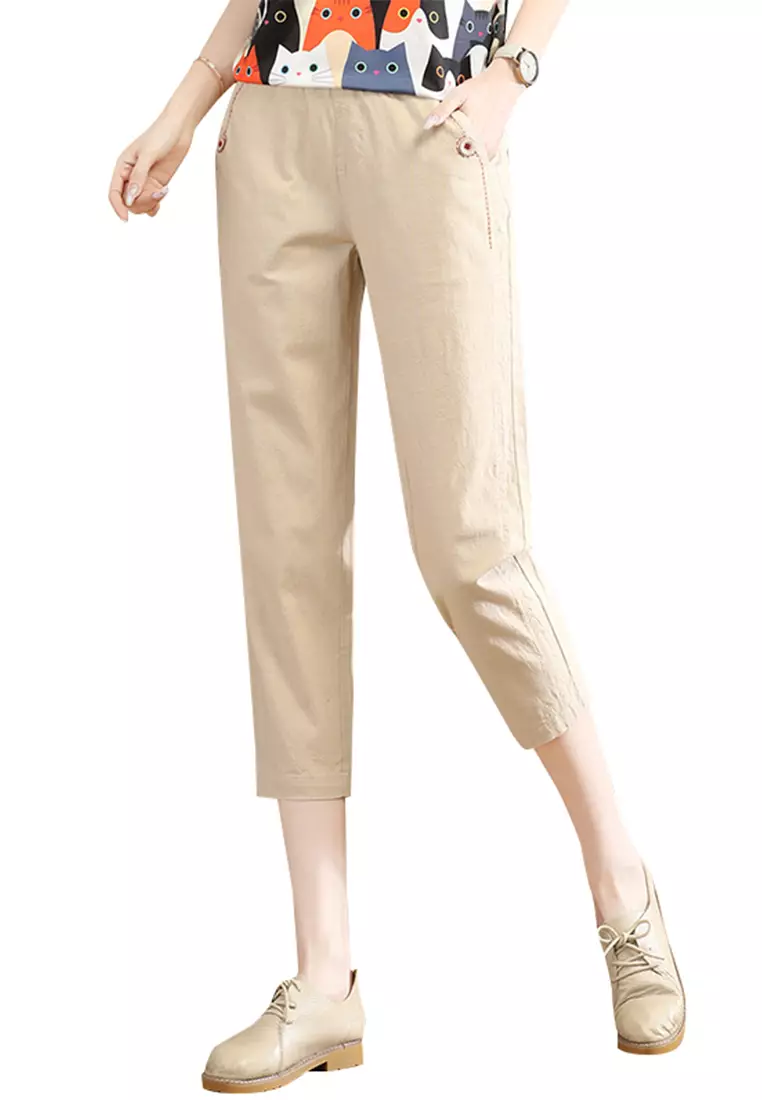 Elastic Waist Casual Trousers