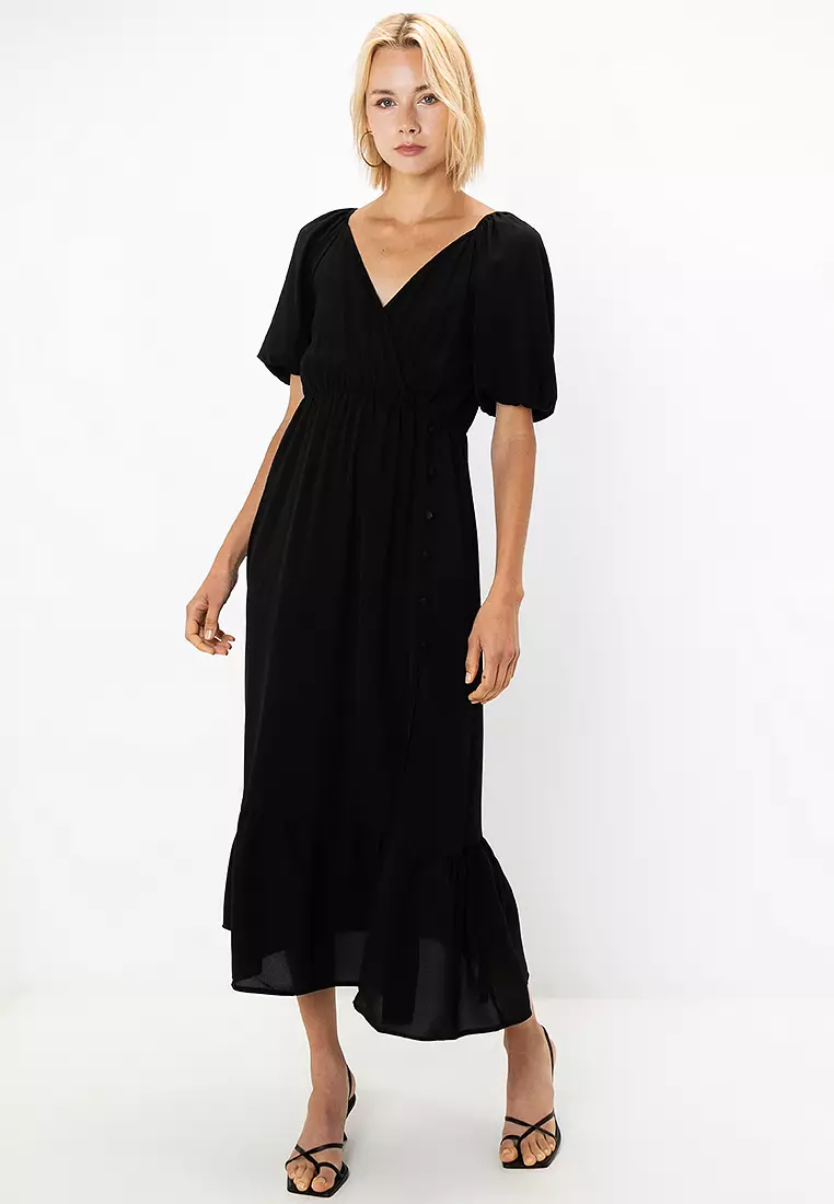 asos midi summer dresses asos sale Mini Dress Long Sleeve Asos Black Dress Sale ASOS DESIGN Tiered Midi Wrap  Dress With Puff