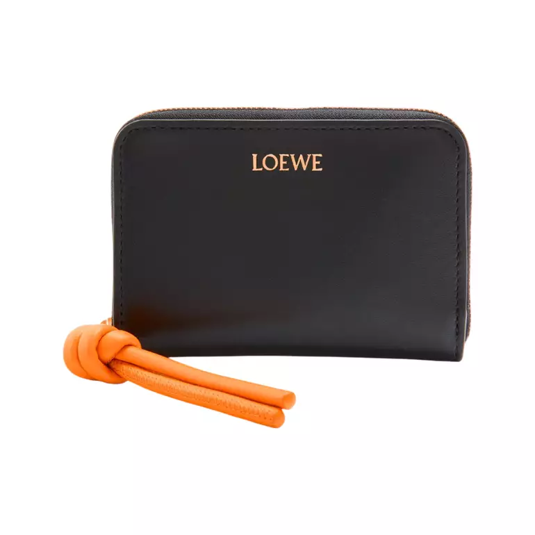 Zipped Coin Purse in Shiny Nappa Calfskin Black