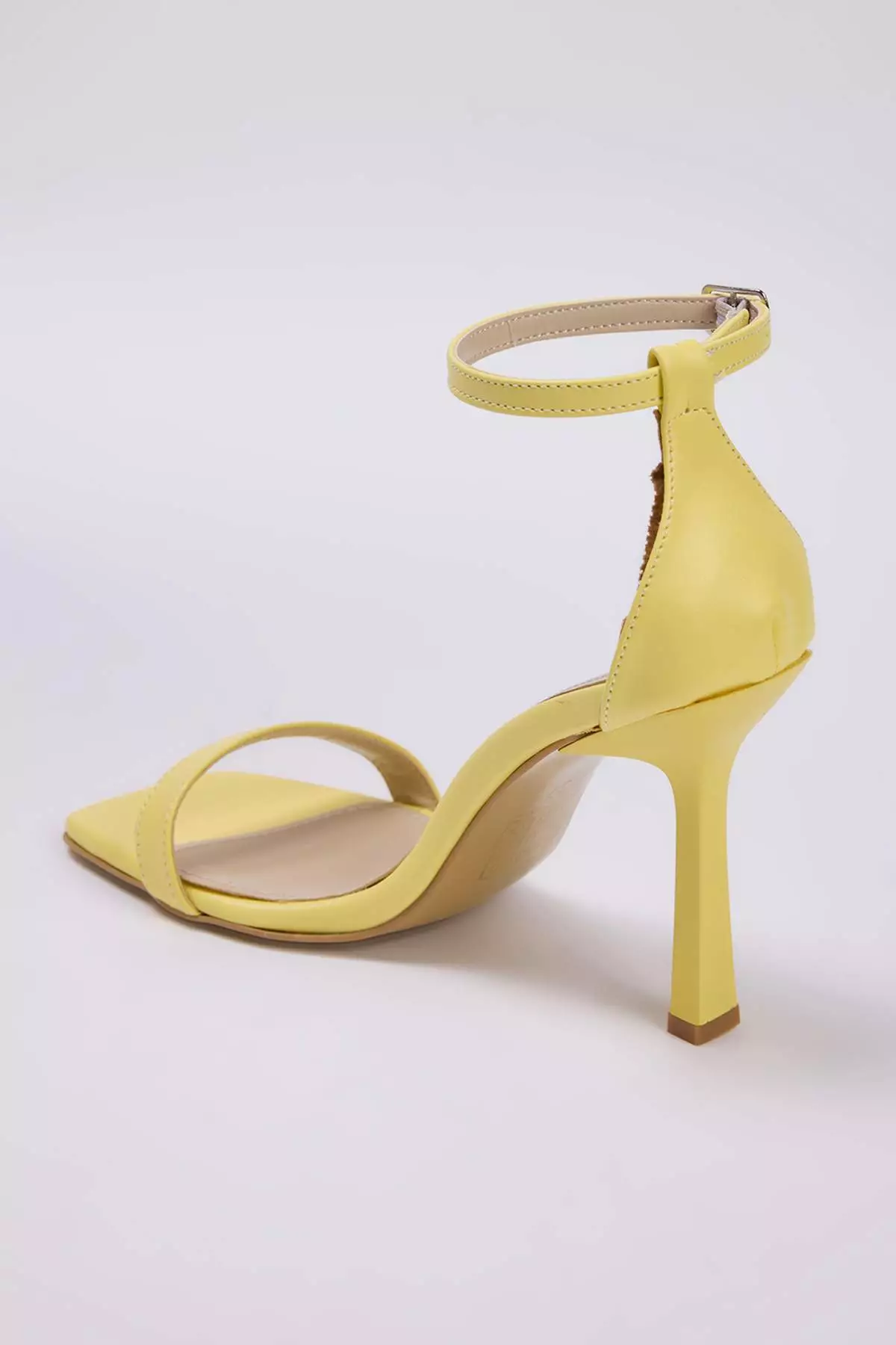 Yellow Ankle Strap Women's Thin Heeled Shoes Takss25To00097