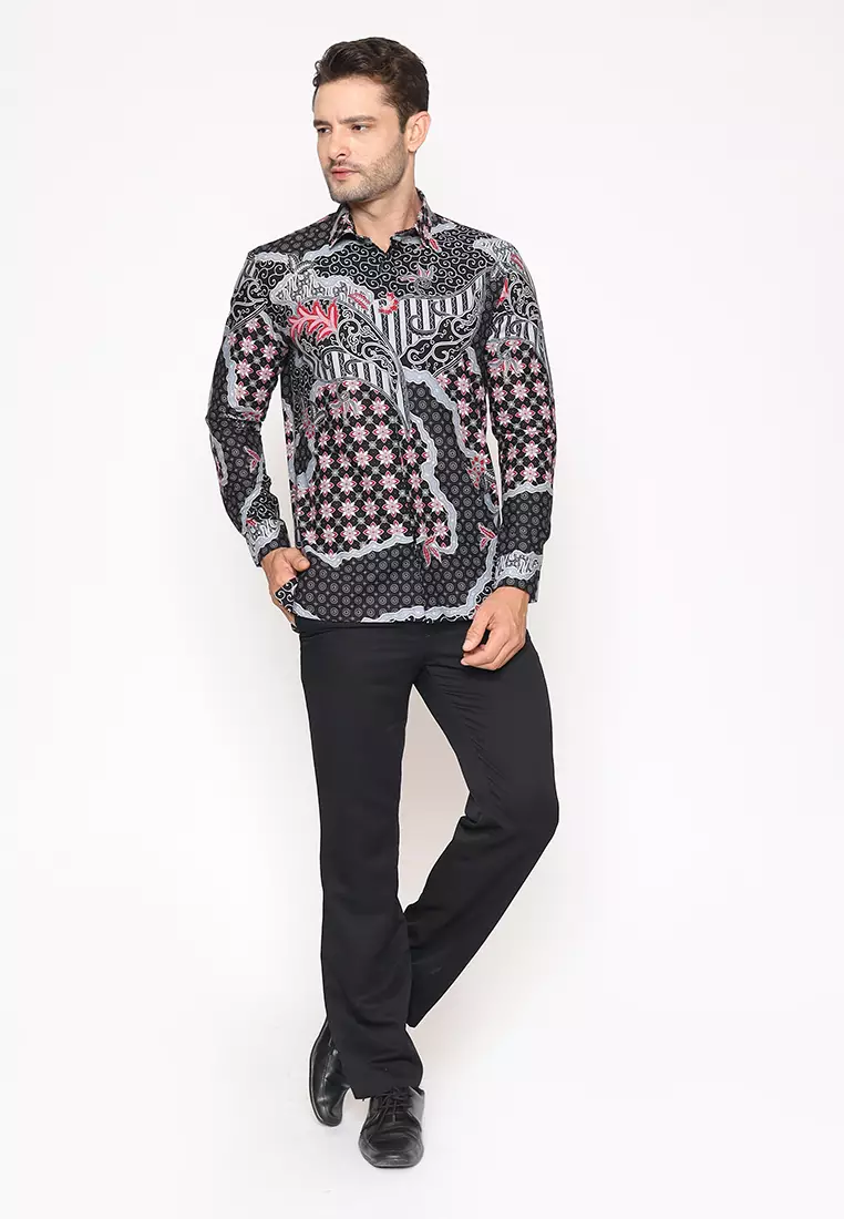 MAGINOT DAYA GREY Batik Slim Fit Lengan Panjang