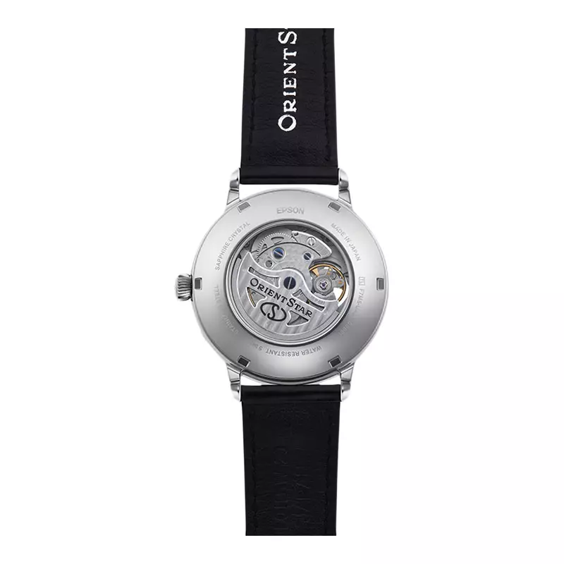 Jam Tangan Pria Orient Star RE-AY0107N Mechanical M45 Watch Men Black Moon Phase Dial Black Leather Strap