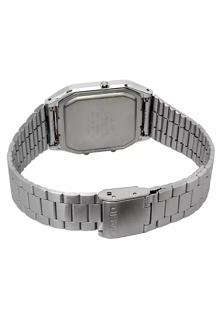 Vintage Women's Analog-Digital Watch AQ-230A-7AMQY Silver Stainless Steel Strap