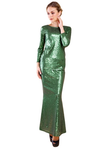 Buy Maribeli Butik Feminin Sequin - Emerald Green from Maribeli Butik in Green at Zalora
