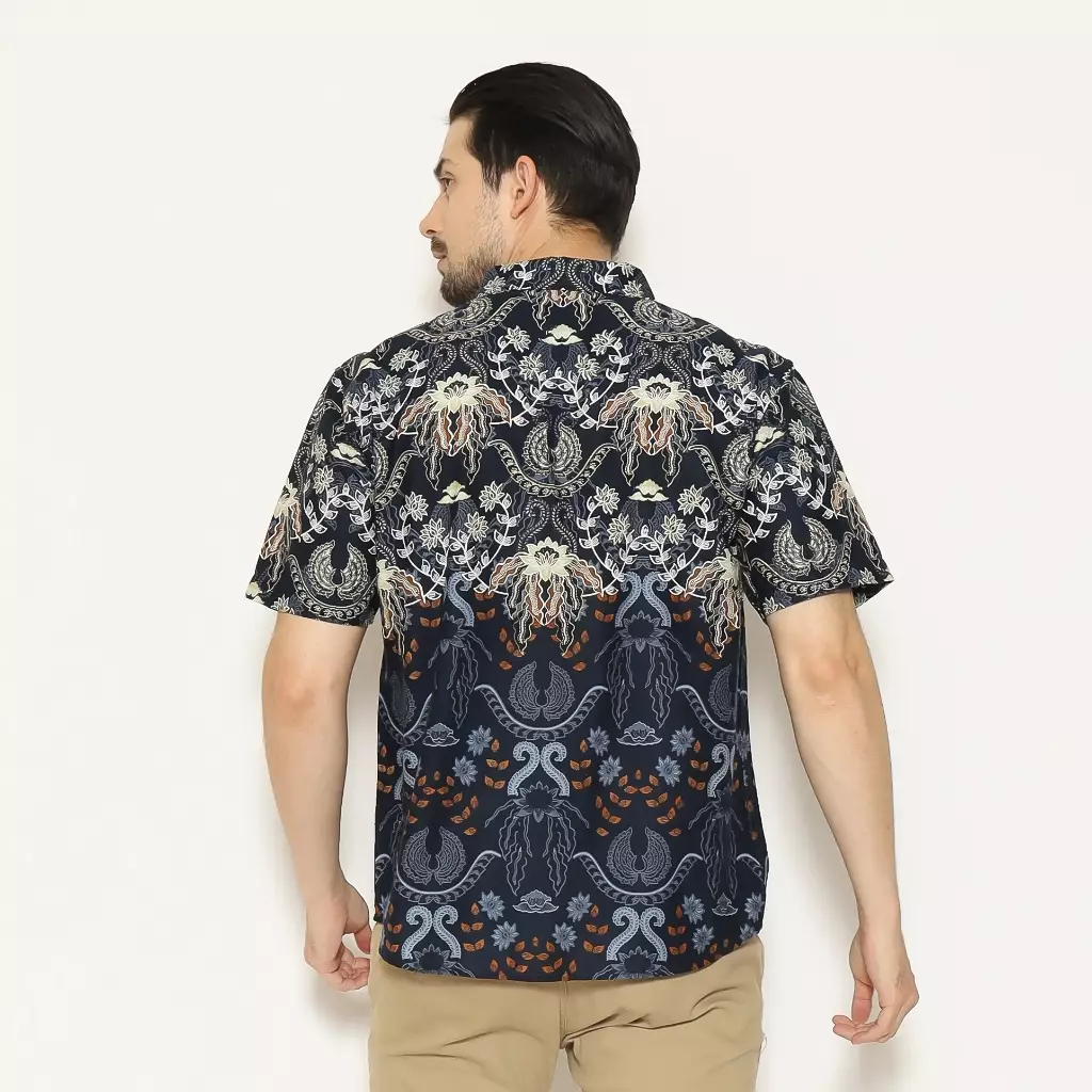 AMK Kemeja Batik Pria Lengan Pendek SHB Bria S/S Navy Blue