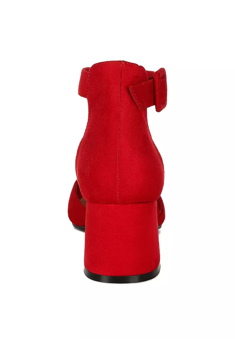 Mid Heeled Casual Sandals in Red