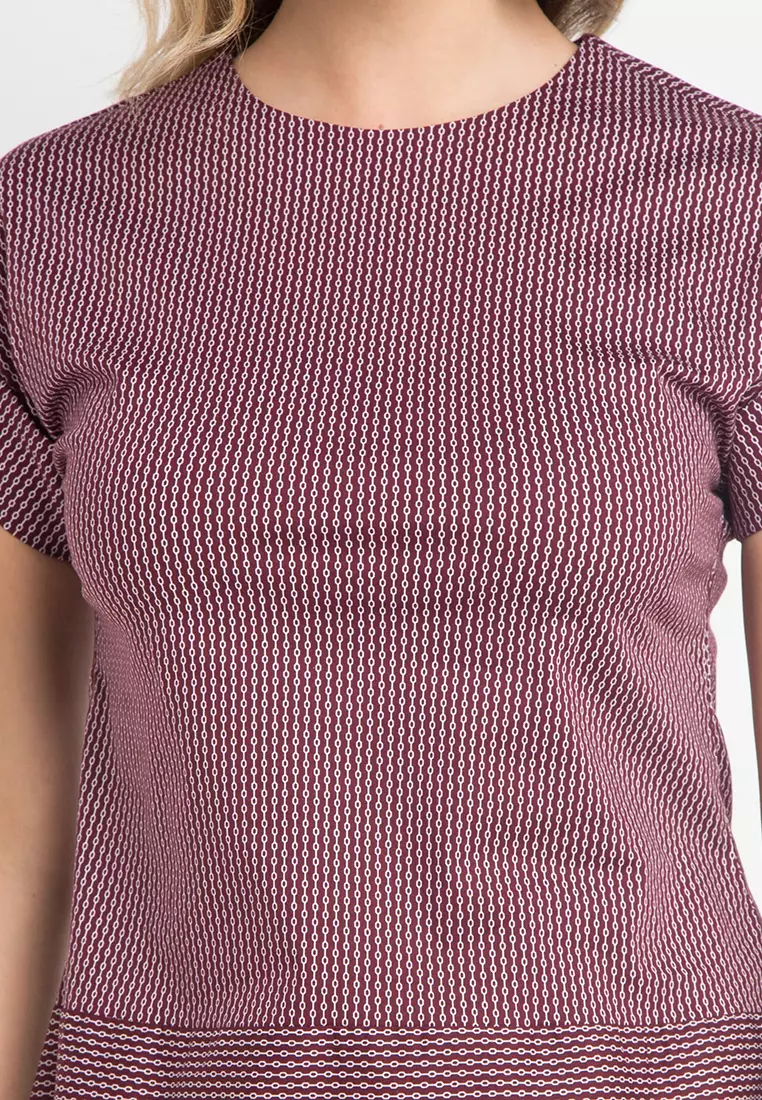 Livia Dress In Maroon White Stripe