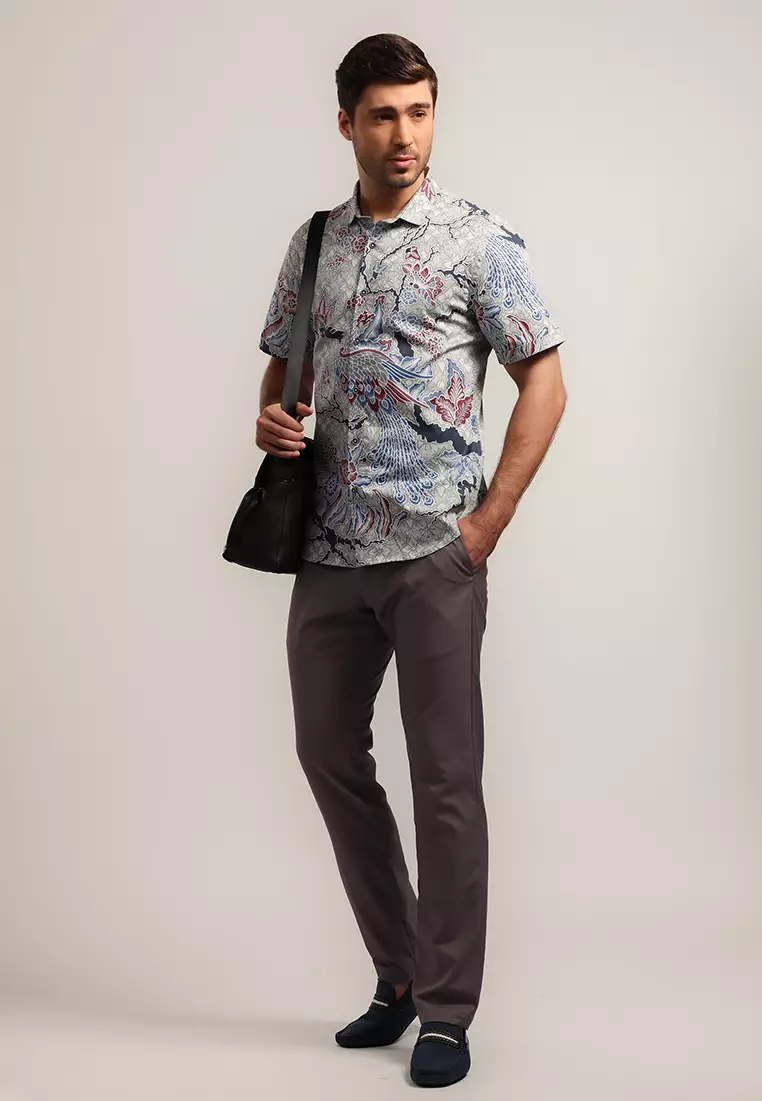 MOC - Kemeja Batik Pria Lengan Pendek Narada - Green Warna Green