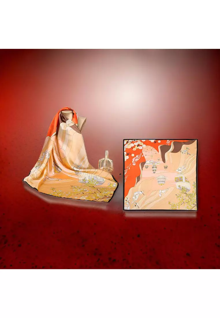 Luxury Silk Ladies' Large Scarf, Sun-Proof Crepe Satin, Premium Souvenir.