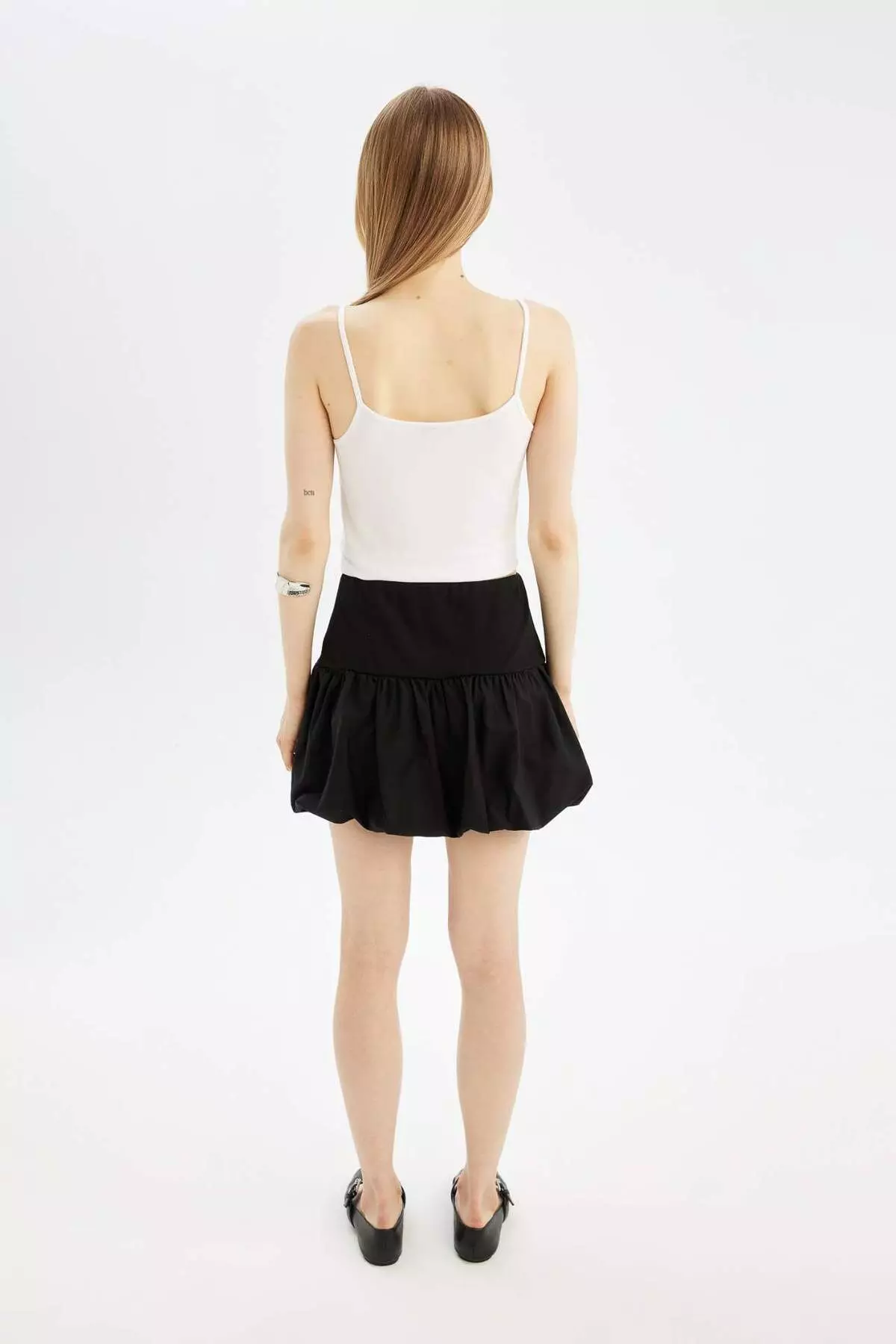 High Waist and Cotton Lined Cool Balloon Fit Mini Skirt - D1329AX24SM