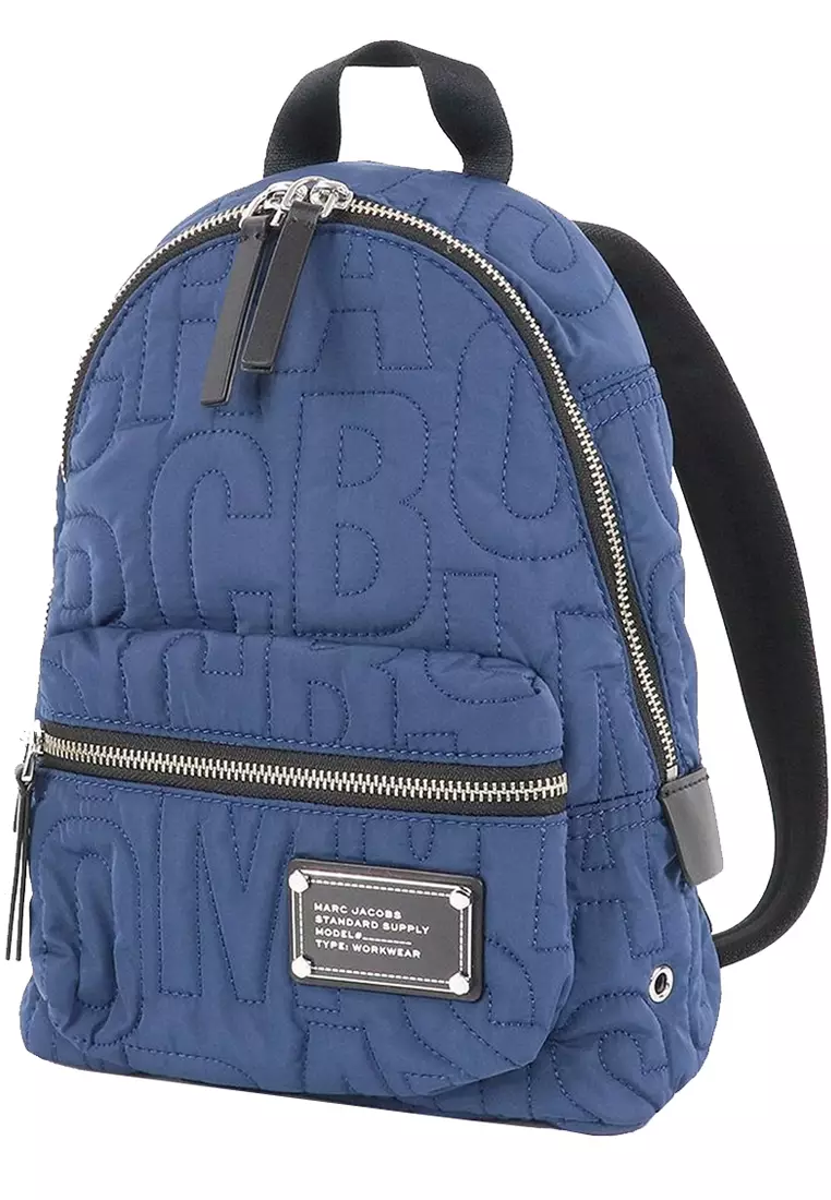 Nylon Jumbled Logo Workwear Small Backpack Bag in Azure Blue 4S4HBP002H02