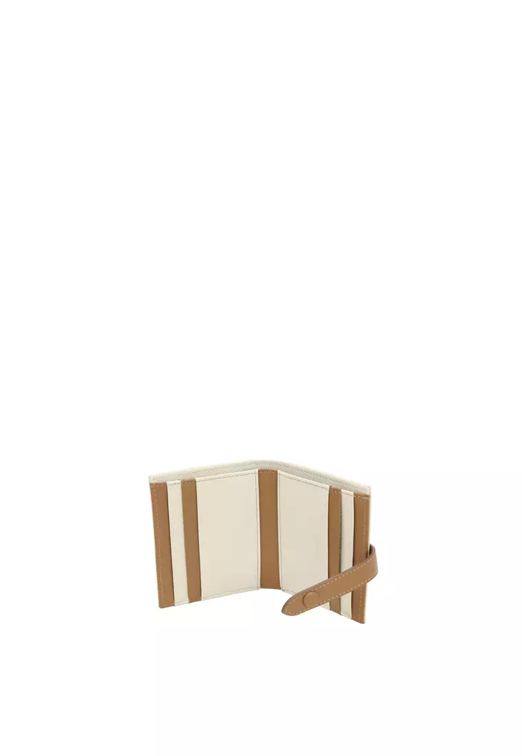 Snap Button Wallet - Beige