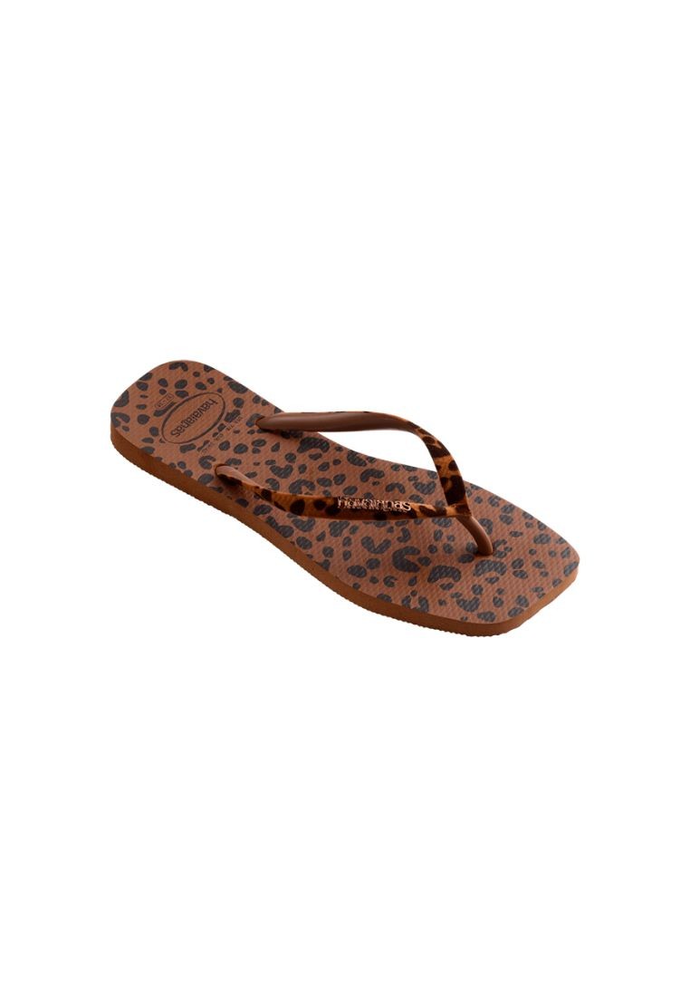 Women Slim Square Velvet Flip Flops - Rust