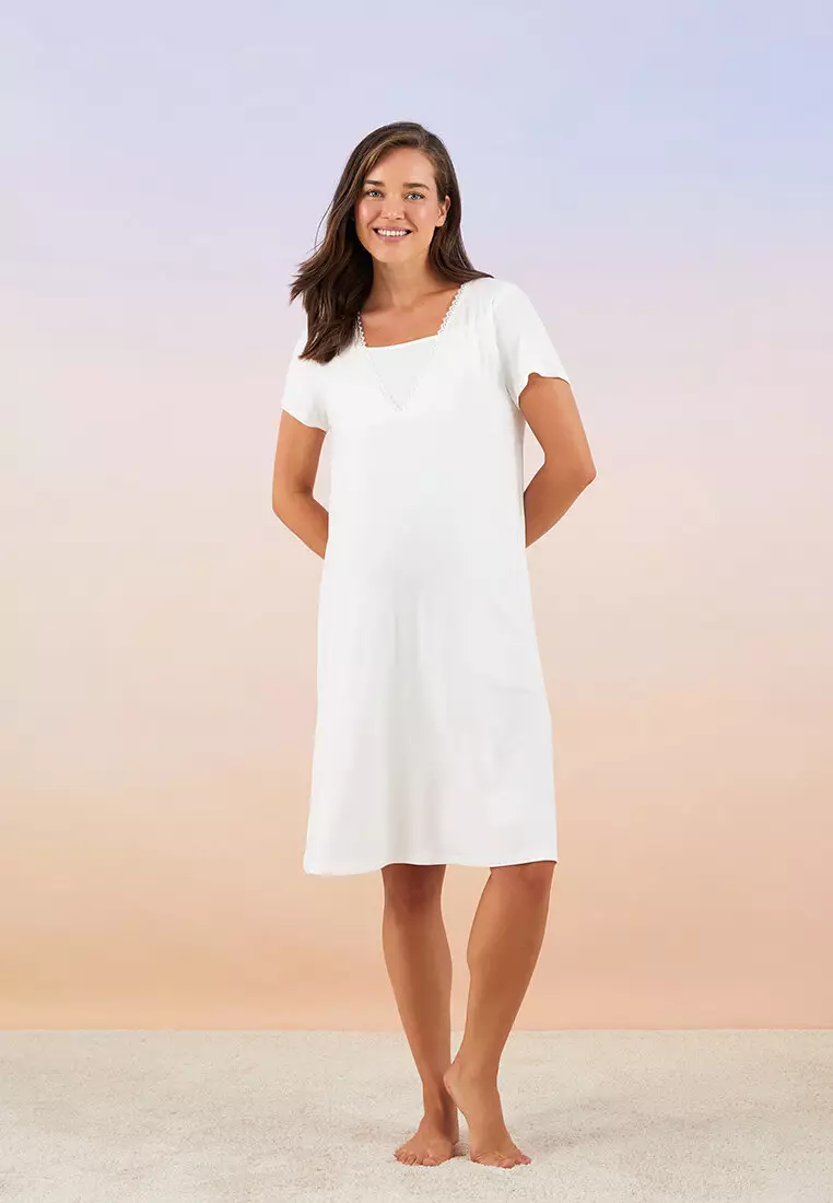 Short sleeve deals nursing nightgown