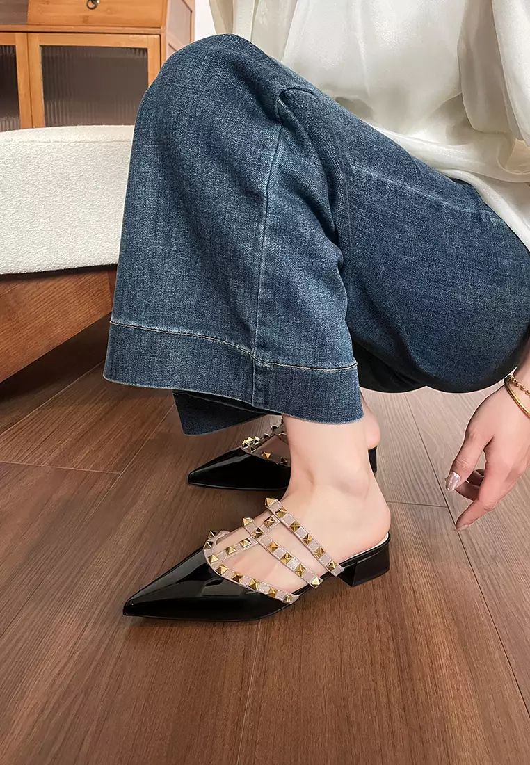 4CM Rivet Strap Mid Heel Shoes WW6163-3