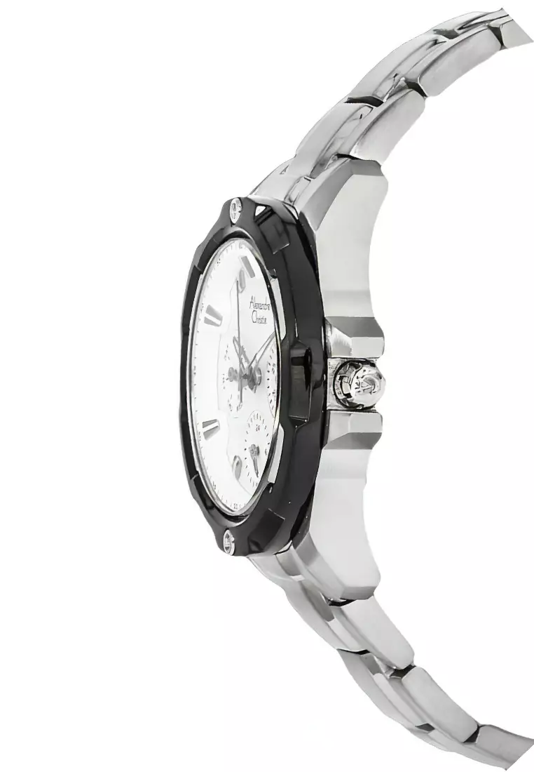 Alexandre Christie Jam Tangan - Silver Black White - Stainless Steel - 6305 BFBTBSL