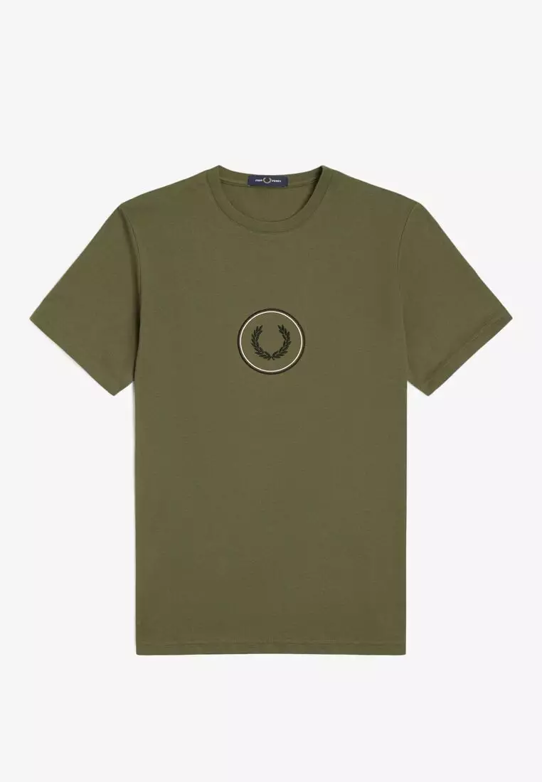 Buy Fred Perry Fred Perry M5630 Circle Branding T-Shirt (Uniform Green ...