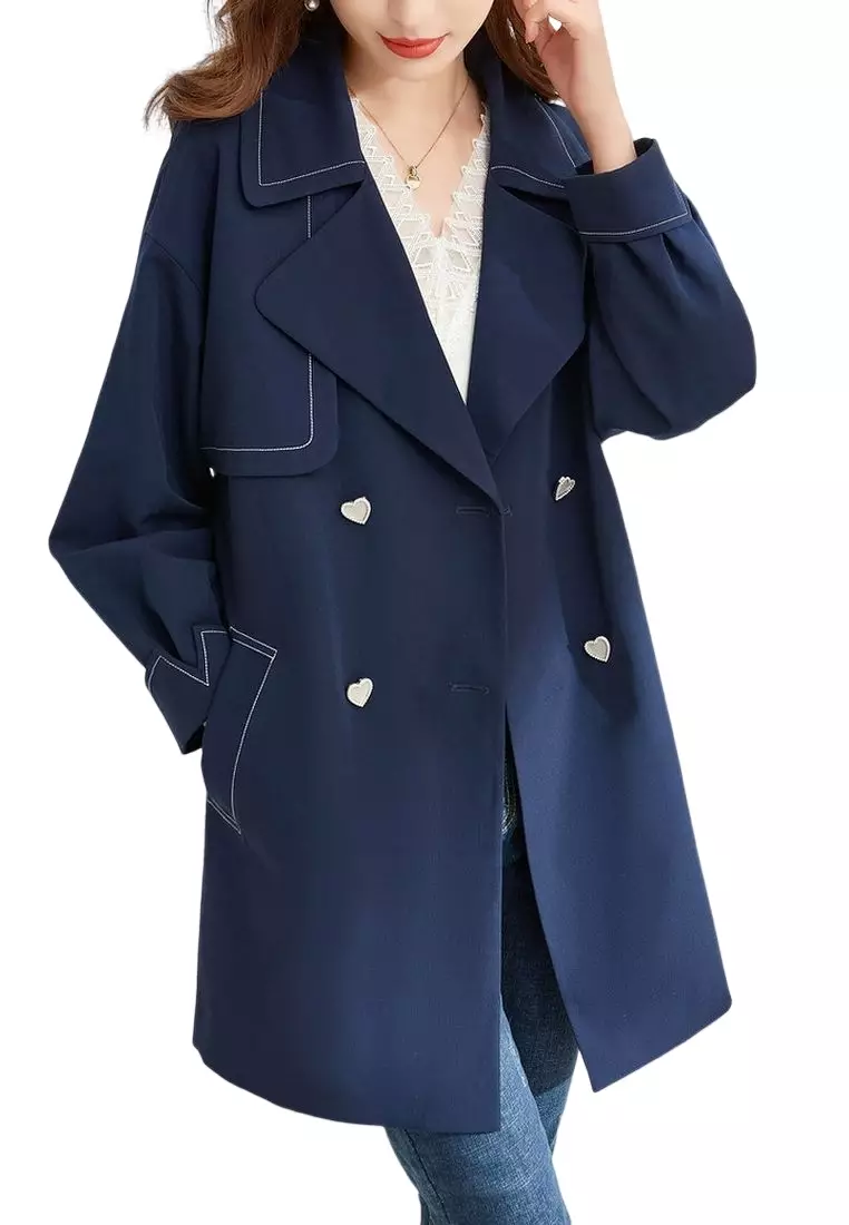 Buy A-IN GIRLS Temperament Lapel Double-Breasted Trench Coat (With - Main Image