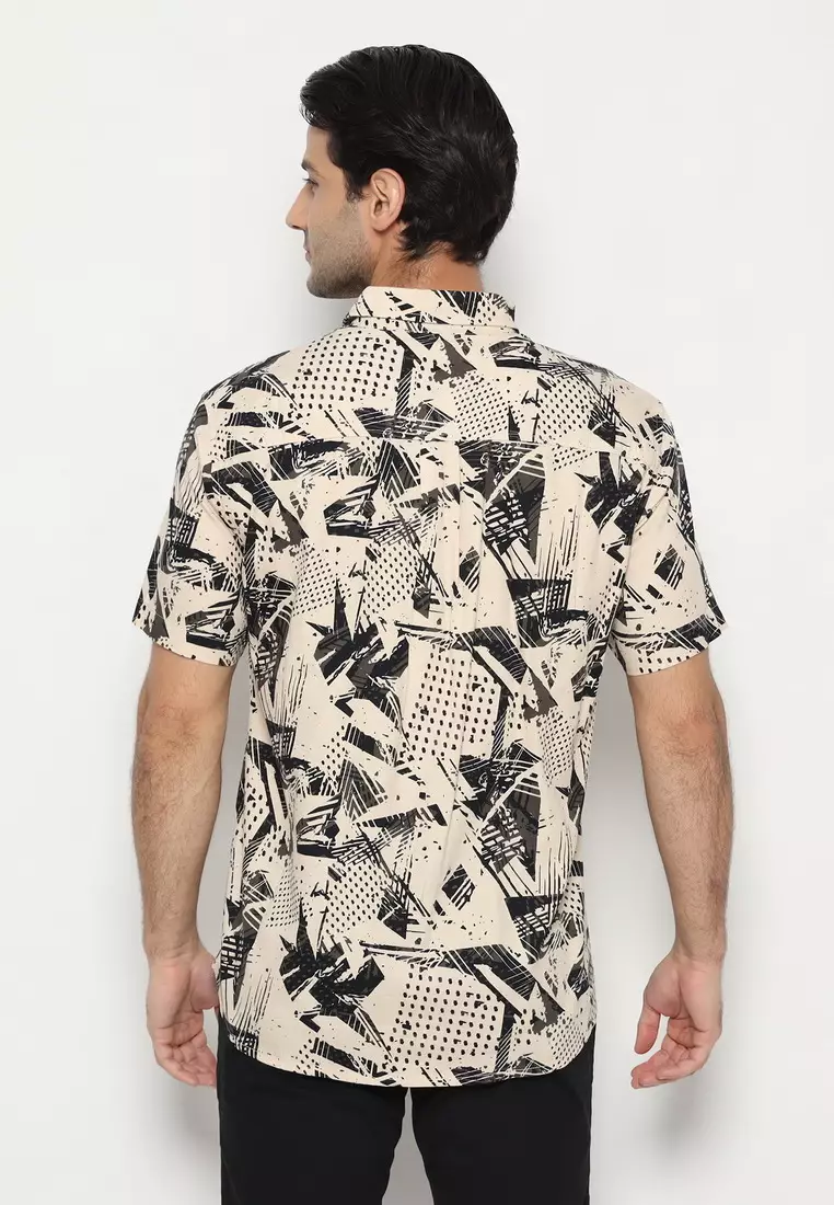 POLICE Kemeja Printing Cotton Tencel Regular Fit Pria