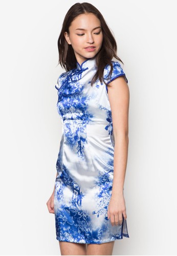 Caiyun 綢緞旗袍, zalora時尚購物網的koumi koumi服飾, 洋裝