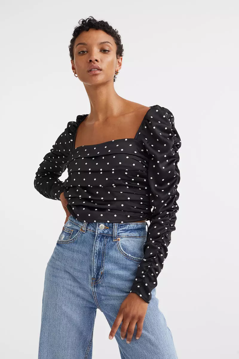 Buy H M Gathered cr pe top Online ZALORA Malaysia