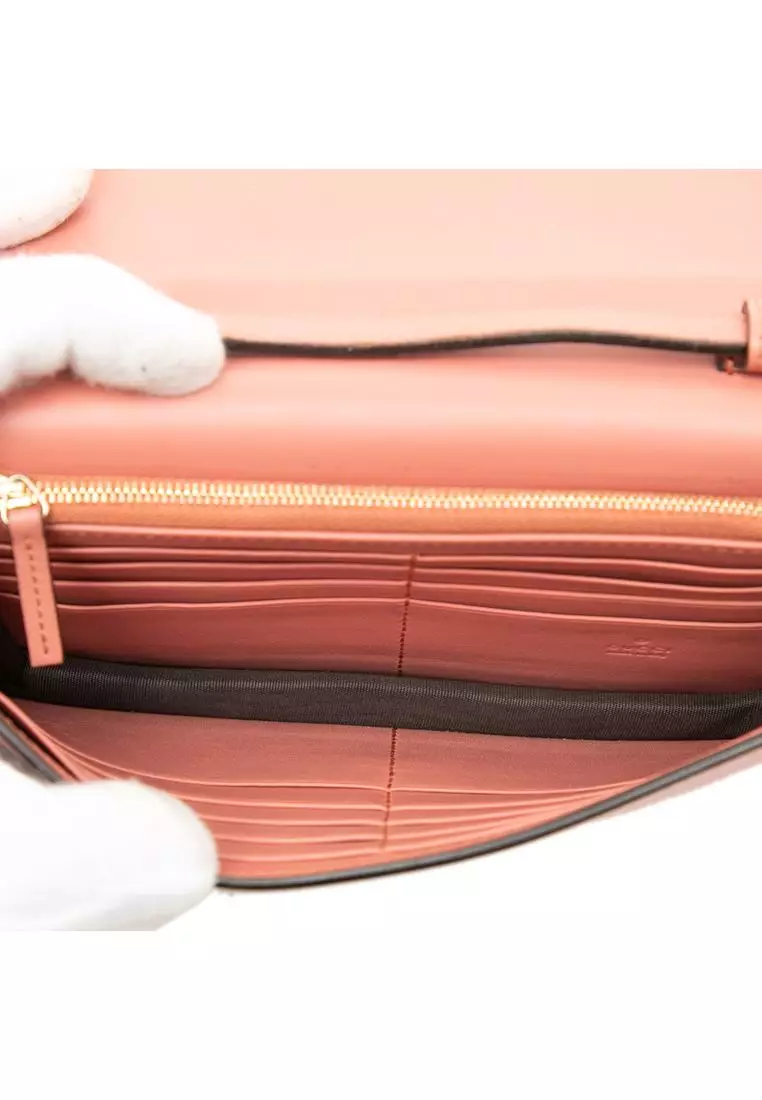 Pre-Loved Gucci Leather Interlocking G Dollar Wallet On Strap