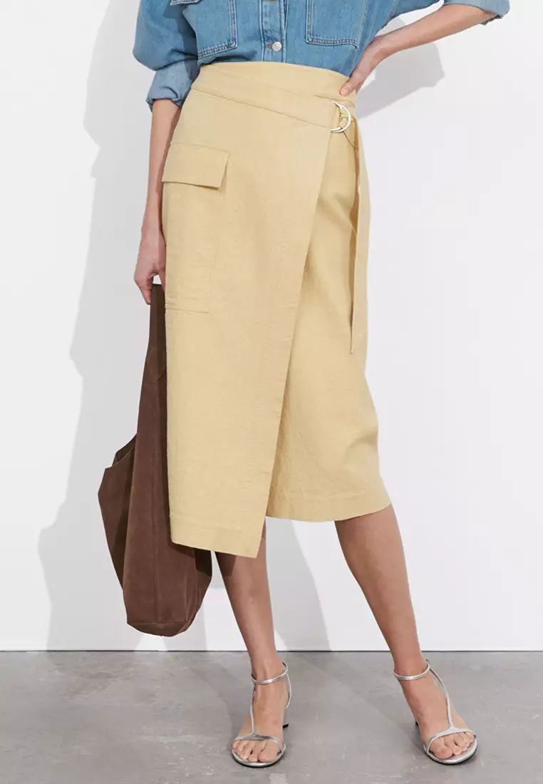 Asymmetric wrap midi skirt 2025
