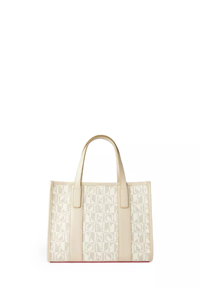 Bonia Beige Erica Small Monogram Tote Bag