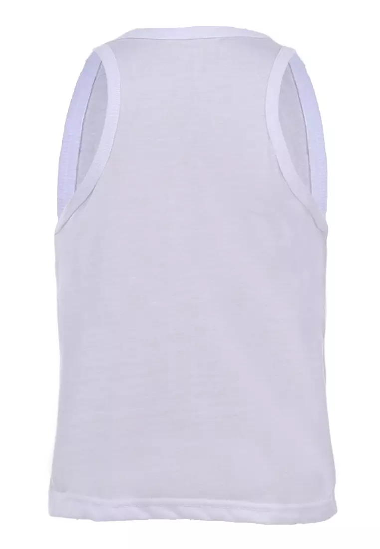 Oriel Singlet Anak Unisex Motif Detak Kids Tshirt Sleeveless Material Cotton ORIGINAL - White