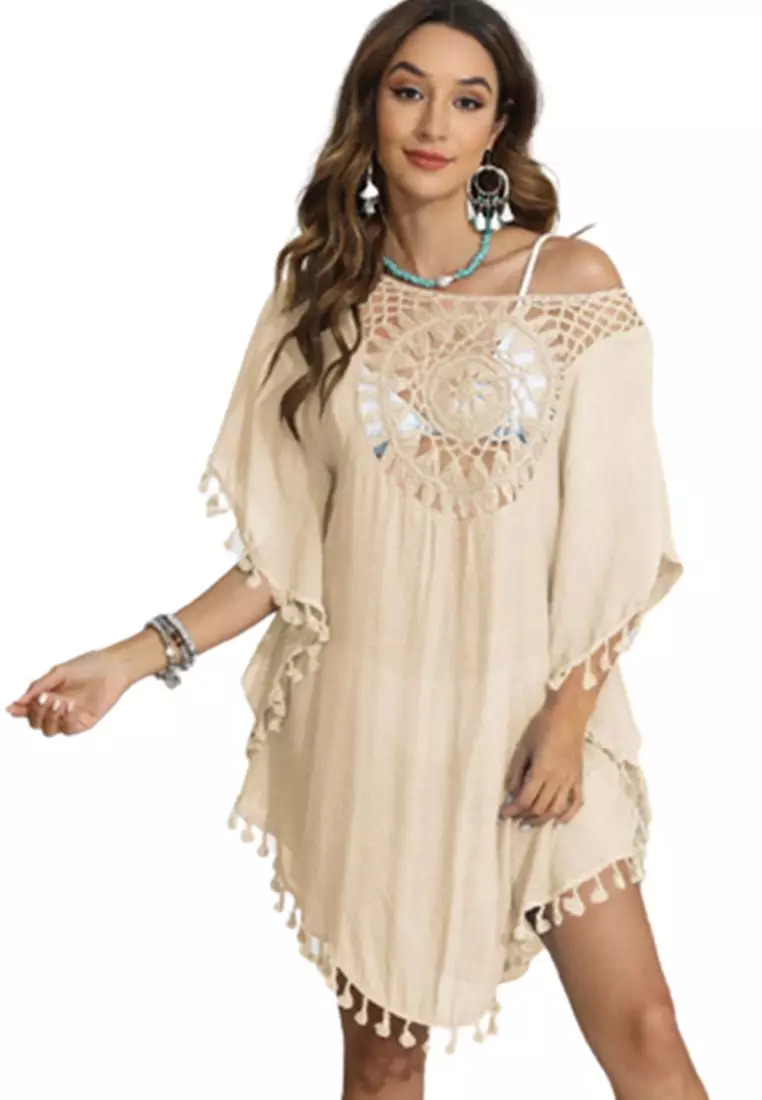 LYCKA LTH3144 Lady Beachwear Long Breezy Beach Coverup Beige 2023 Buy LYCKA Online ZALORA