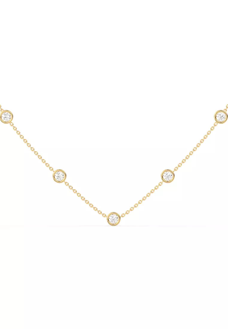 Minimalist Lab Grown Diamond Station Necklace in 14K Yellow Gold D/E-VVS/VS (1.42ct TDW)