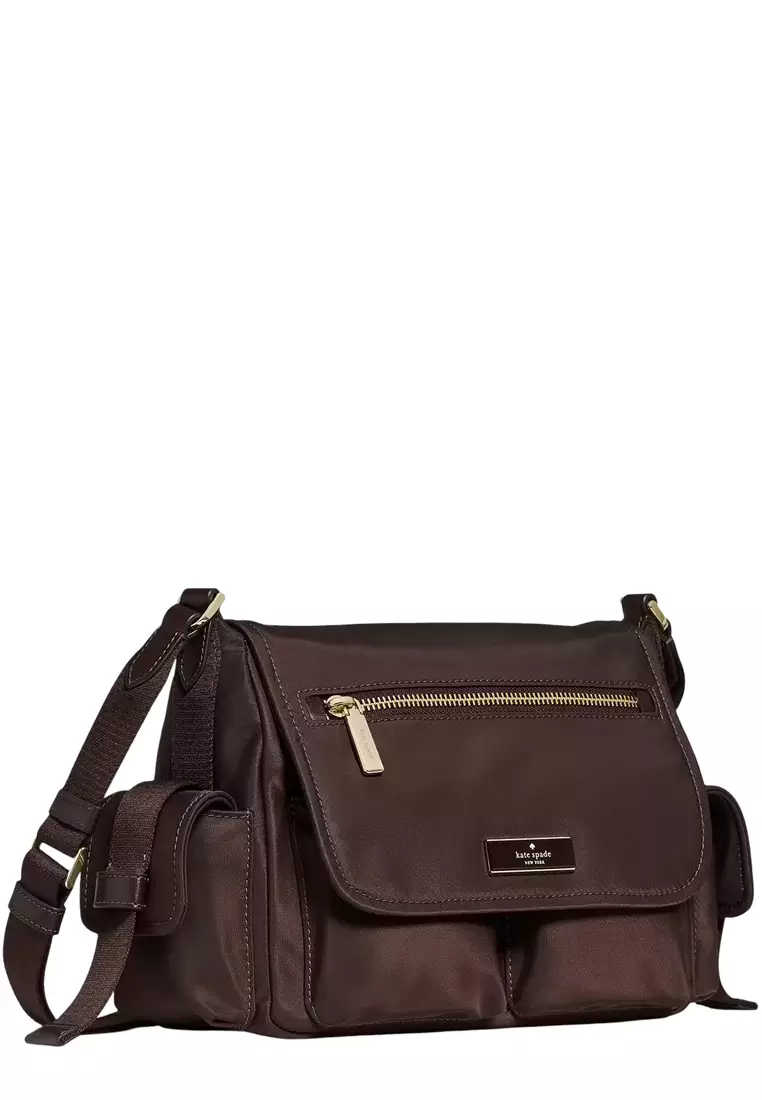 Carter Nylon Messenger Cargo Crossbody Bag - Hot Fudge KN672