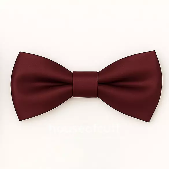 Houseofcuff Dasi Kupu Polos Bowtie Pria Bahan Satin Burgundy