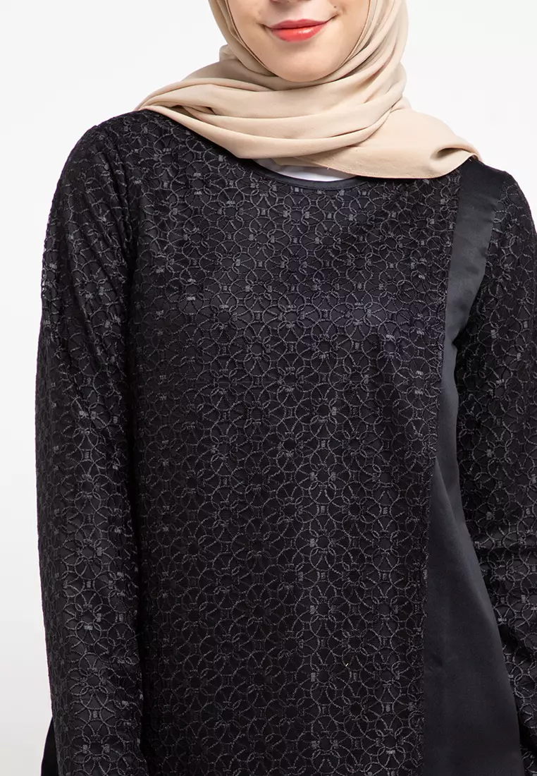 Maia Blouse With Lace In Black