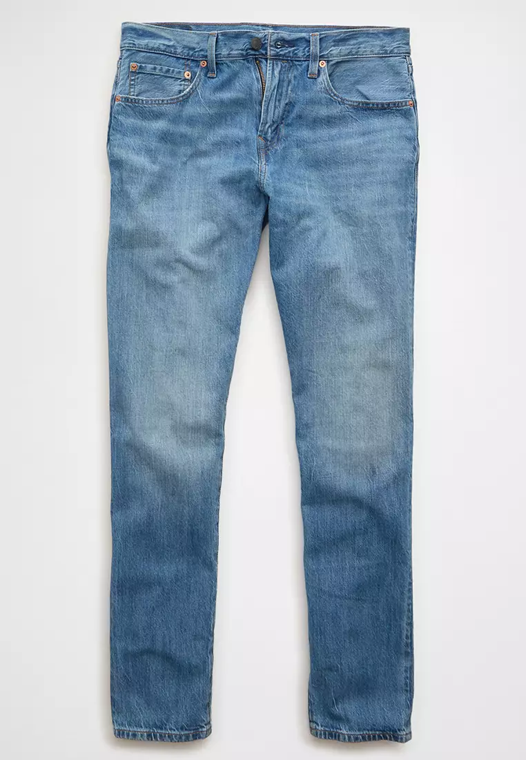 中度洗水運動直筒牛仔褲