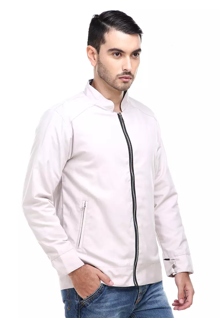 Clover Jas Jaket Casual Pria Slimfit Material American Drill ORIGINAL - Cream