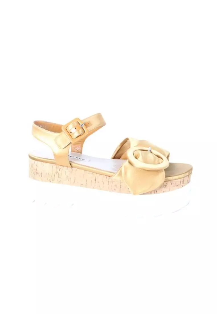 MIU MIU Pre Loved MIU MIU Platform Yellow Sandals 2024 Buy MIU