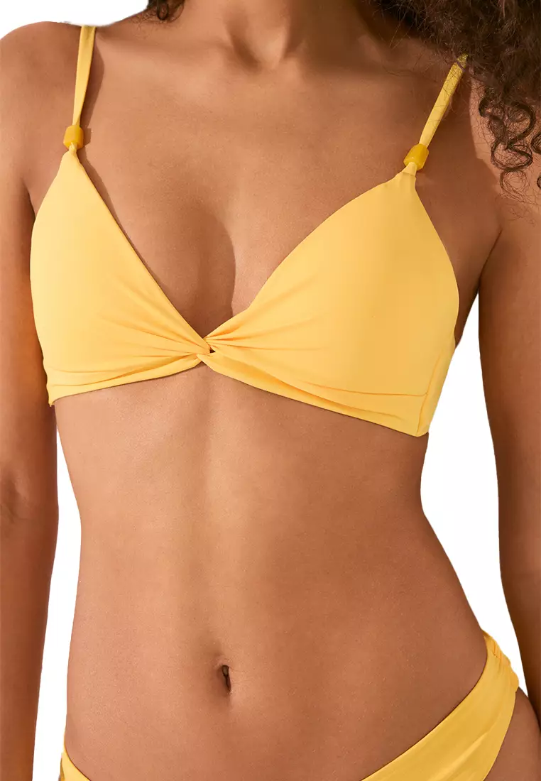 Yellow Push-Up Effect Triangle Bikini Top