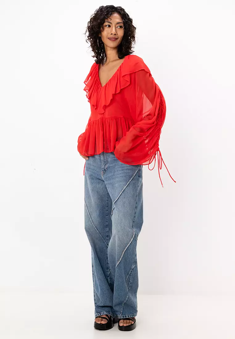 Ruffled Sheer Blouse