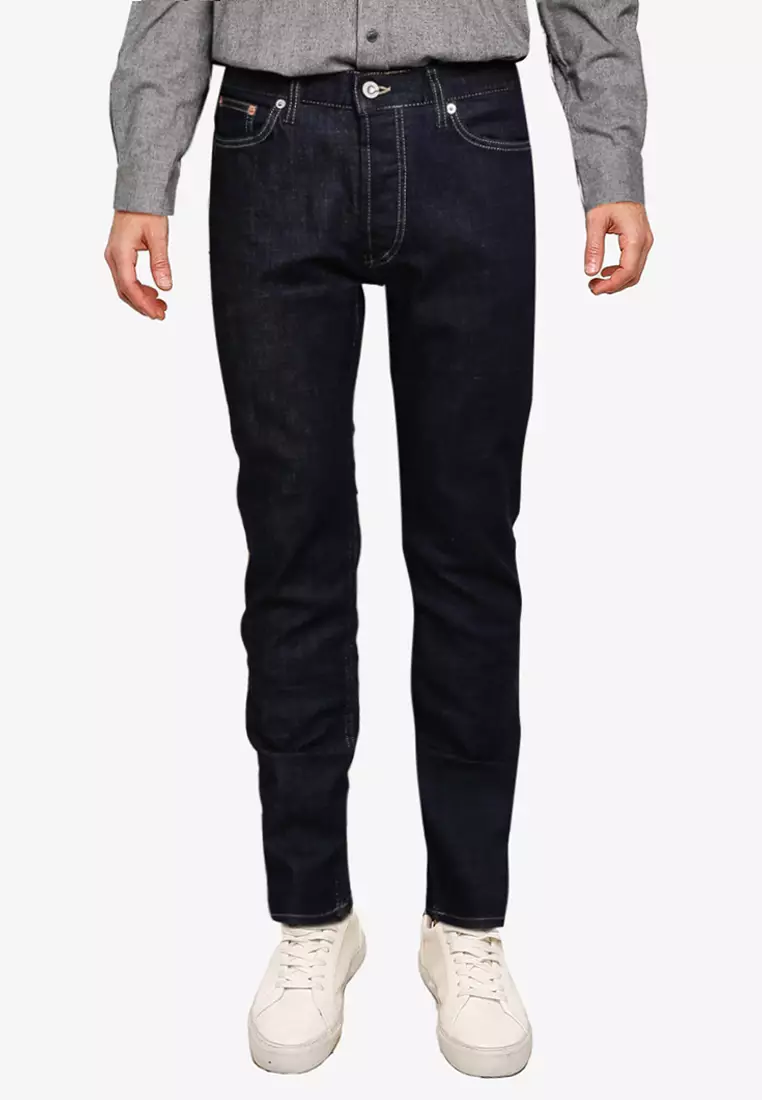 Mens Jeans Autumn Denim Pants Slim Straight Dark Blue Regular Fit Leisure  Long Trousers Famous Brand Jean Men Hombre 210723 From Kong04, $22.83