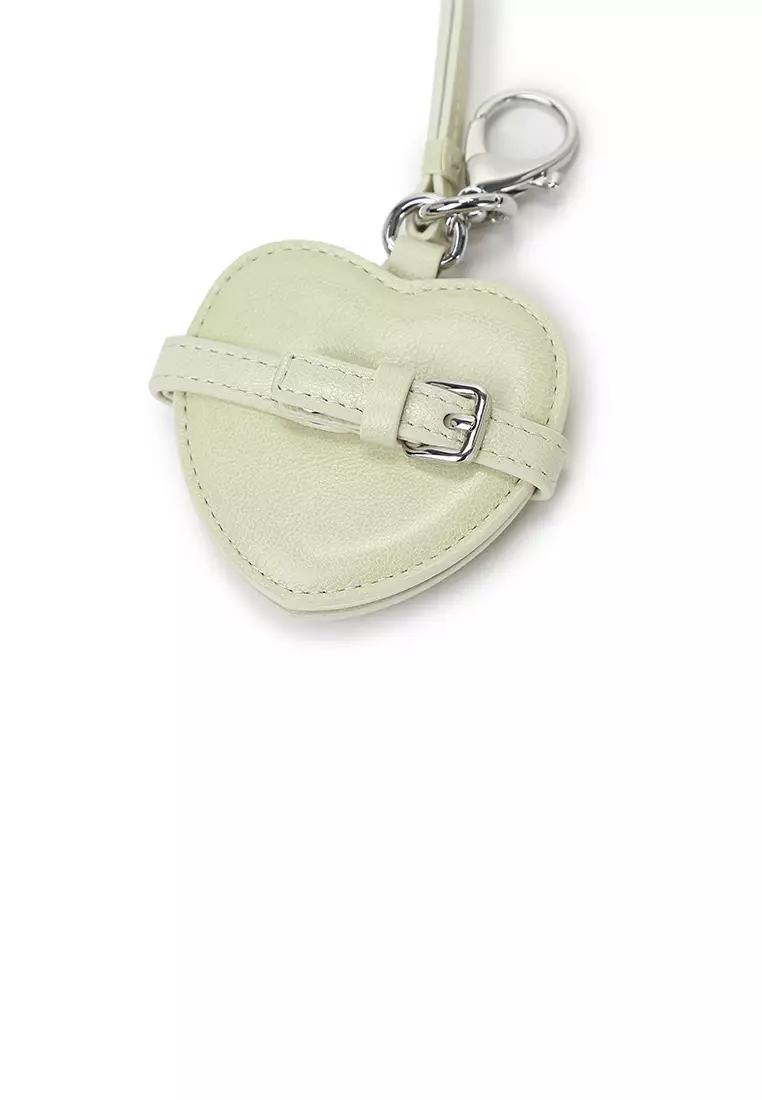 迷你心型鏡子吊飾 - 淺薄荷綠色