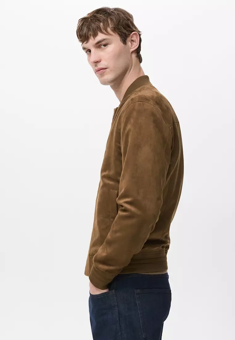 Suede-Effect Bomber Jacket